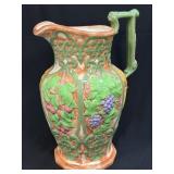 Vintage Hand Painted Pottery Pitcher Signed