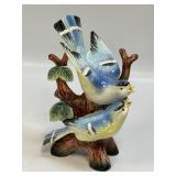 This is a vintage ceramic figurine of two blue