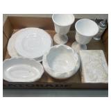 (B) 11 Pieces of Milk Glass As Pictured