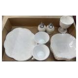(B) 11 Pieces of Milk Glass As Pictured