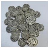 (1) Roll of Mercury Dimes 50 Total assorted Dates