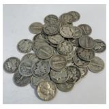 (1) Roll of Mercury Dimes 50 Total assorted Dates