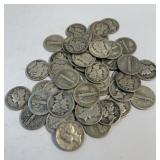 (1) Roll of Mercury Dimes 50 Total assorted Dates