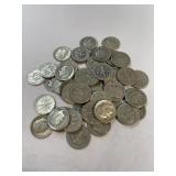 (1) Roll of Roosevelt Dimes assorted Dates 90%