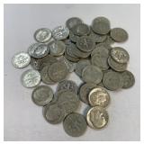 (1) Roll of Roosevelt Dimes assorted Dates 90%