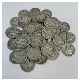(1) Roll of Mercury Dimes 50 Total assorted Dates