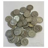 (1) Roll of Roosevelt Dimes assorted Dates 90%