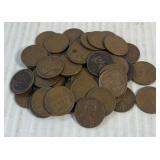 (1) Bag Containing 50 Wheat Head Pennies (1) Roll