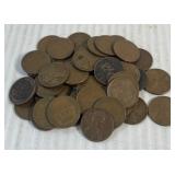 (1) Bag Containing 50 Wheat Head Pennies (1) Roll