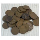 (1) Bag Containing 50 Wheat Head Pennies (1) Roll