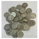 (1) Roll of Roosevelt Dimes assorted Dates 90%