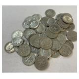 (1) Roll of Roosevelt Dimes assorted Dates 90%