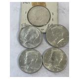 (5) Kennedy Half Dollars 1964ï¿½s 90% Silver most