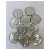 (10) Kennedy Half Dollars 1964ï¿½s 90% Silver most