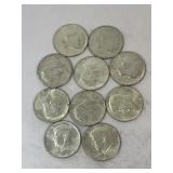 (10) Kennedy Half Dollars 1964ï¿½s 90% Silver most