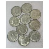 (10) Kennedy Half Dollars 1964ï¿½s 90% Silver most