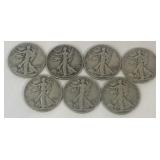 (7) Walking Liberty Silver Half Dollars all of