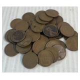(1) Bag Containing 50 Wheat Head Pennies (1) Roll