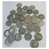 (37) Pre-1964 Roosevelt Dimes 40% Silver