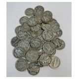(1) Roll of Mercury Dimes 50 Total Assorted Dates