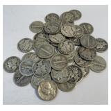 (1) Roll of Mercury Dimes 50 Total Assorted Dates
