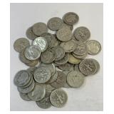 (1) Roll of Roosevelt Dimes assorted Dates 90%