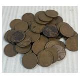 (1) Bag Containing 50 Wheat Head Pennies (1) Roll