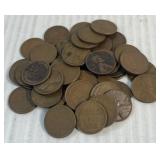 (1) Bag Containing 50 Wheat Head Pennies (1) Roll