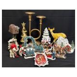 Several Assorted Christmas Village Pieces,