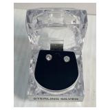 Pierced Earrings in Sterling Silver With CZ