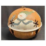 Large Jingle Bell with Painted Snowman Scene