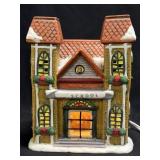Porcelain Christmas Village Lighted Schoolhouse