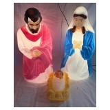 (T) Vintage Mary Joseph Jesus 3 Piece Blow Mold