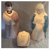 (T) Vintage Mary Joseph Jesus 3 Piece Blow Mold