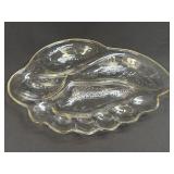 Vintage Leaf Shaped Heavy Clear Glass Divided
