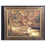 (T) Glade Creek Grist Mill Framed Hardboard