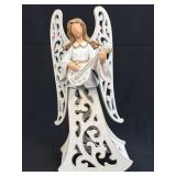 White Angel Figurine With Cut-Out Filigree Wings