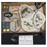 White Rose Purse & 40 Pieces of Assorted Jewelry
