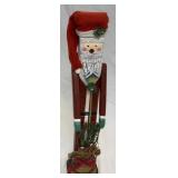 (T) Vintage Standing Wood Santa With Moveable