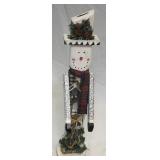 (T) Vintage Standing Wood Snowman with Moveable