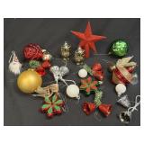 Several Assorted Christmas Ornaments and Tree