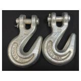 2 Pcs Clevis Grab Hooks, 1/2"- Grade 43 Steel,