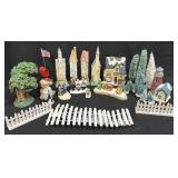 Assorted Christmas Village Pieces As Pictured