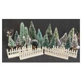 Several Assorted Christmas Village Trees and