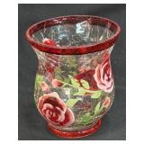 (T) Rose Crackle Glass Votive Candle Holder 3.75ï¿½