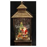 Lighted Lantern Shape Snow Globe Santa Scene