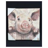 (T) Pig On Canvas 12ï¿½ X 12ï¿½