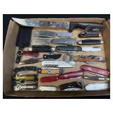 Several Assorted Knives and Key Chains As Pictured