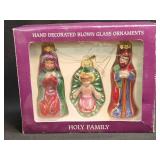 Hand Decorated Blown Glasses Ornaments "Holy