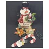 2 Snowmen Decorations and 2 Lighted Stars